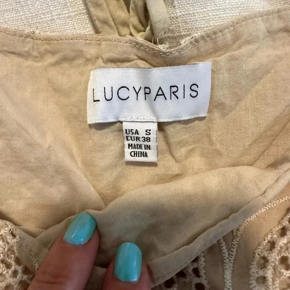 LUCY PARIS CELESTE EYELET SHORT SLEEVE TOP BLOUSE SHIRT SMALL - Picture 5 of 7